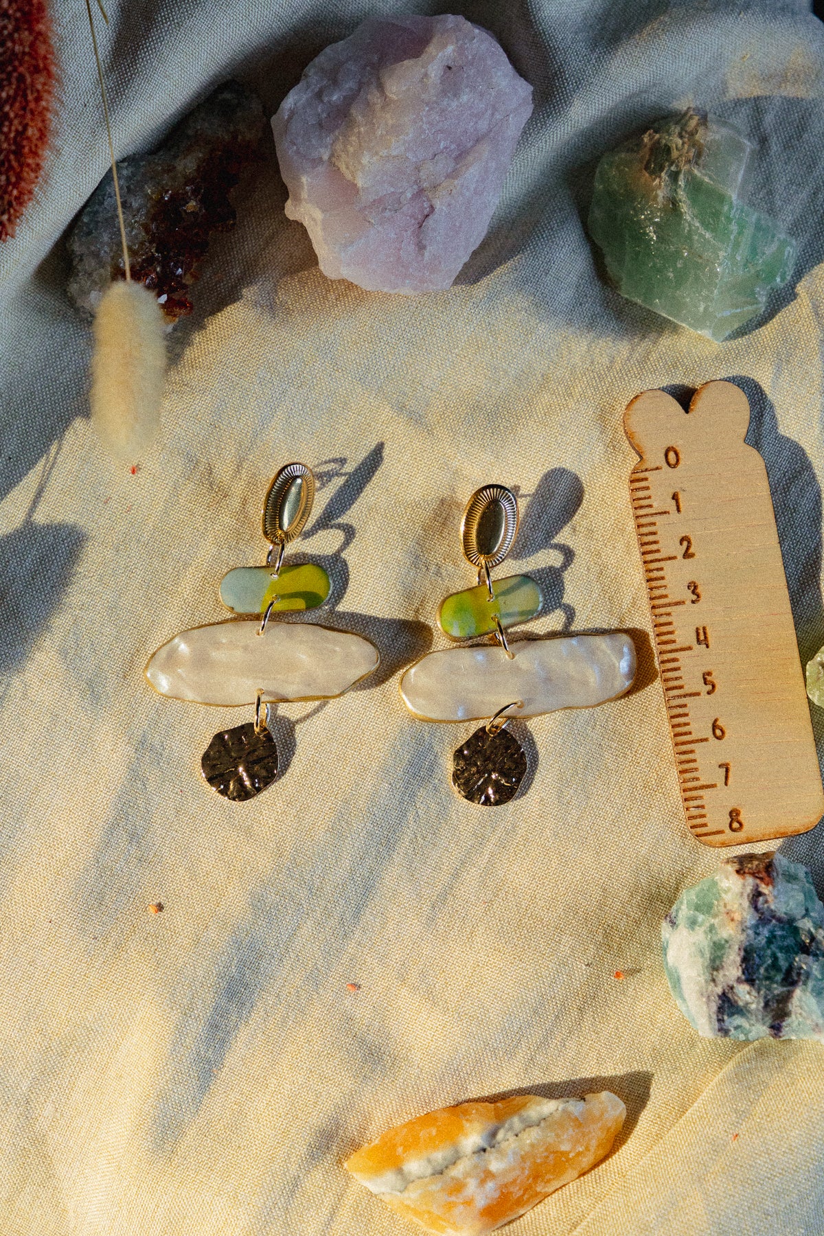 Oorbellen | green stone statement