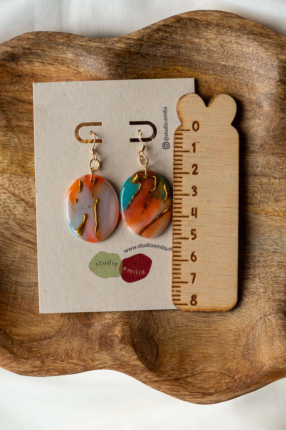 oorbellen van klei, unieke sieraden, handgemaakte sieraden, handgemaakte oorbellen, steen effect oorbellen