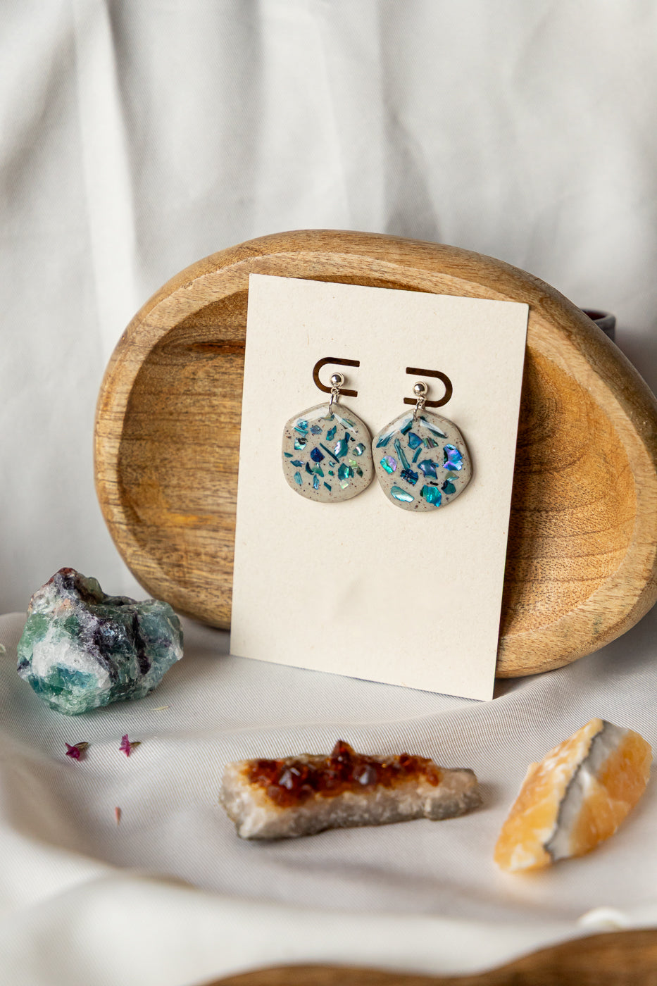 Oorbellen | Mother of Pearl Blue Organic