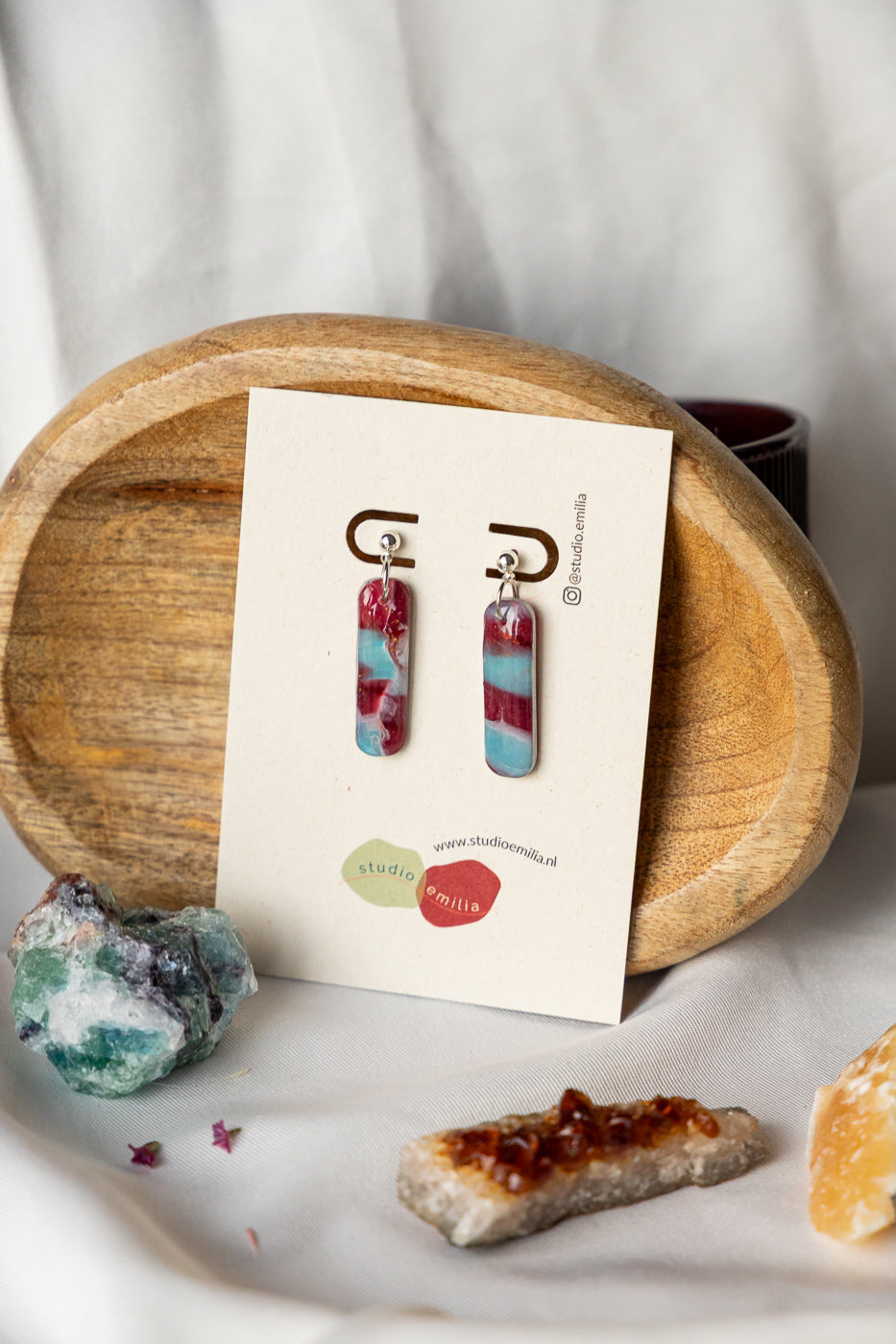 kerst oorbellen, oorbellen cadeau, oorbellen winter, winter collectie, handgemaakte sieraden, cadeau voor haar