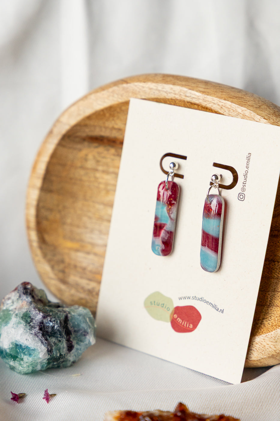 kerst oorbellen, oorbellen cadeau, oorbellen winter, winter collectie, handgemaakte sieraden, cadeau voor haar
