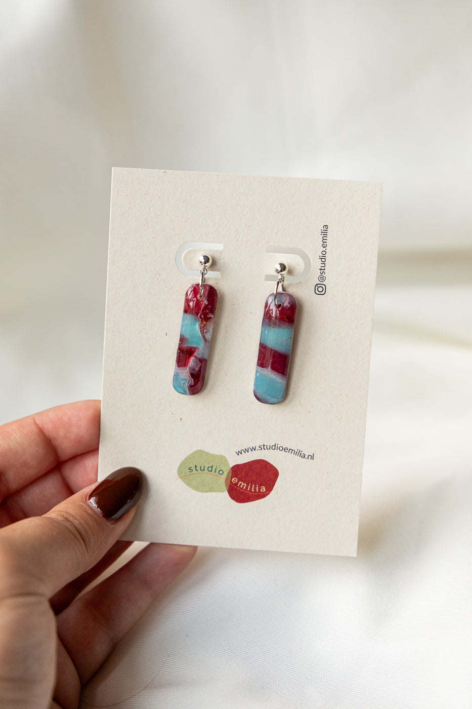 kerst oorbellen, oorbellen cadeau, oorbellen winter, winter collectie, handgemaakte sieraden, cadeau voor haar