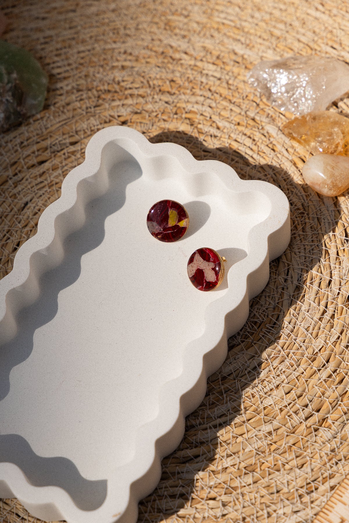 Oorbellen | Steen rond stud