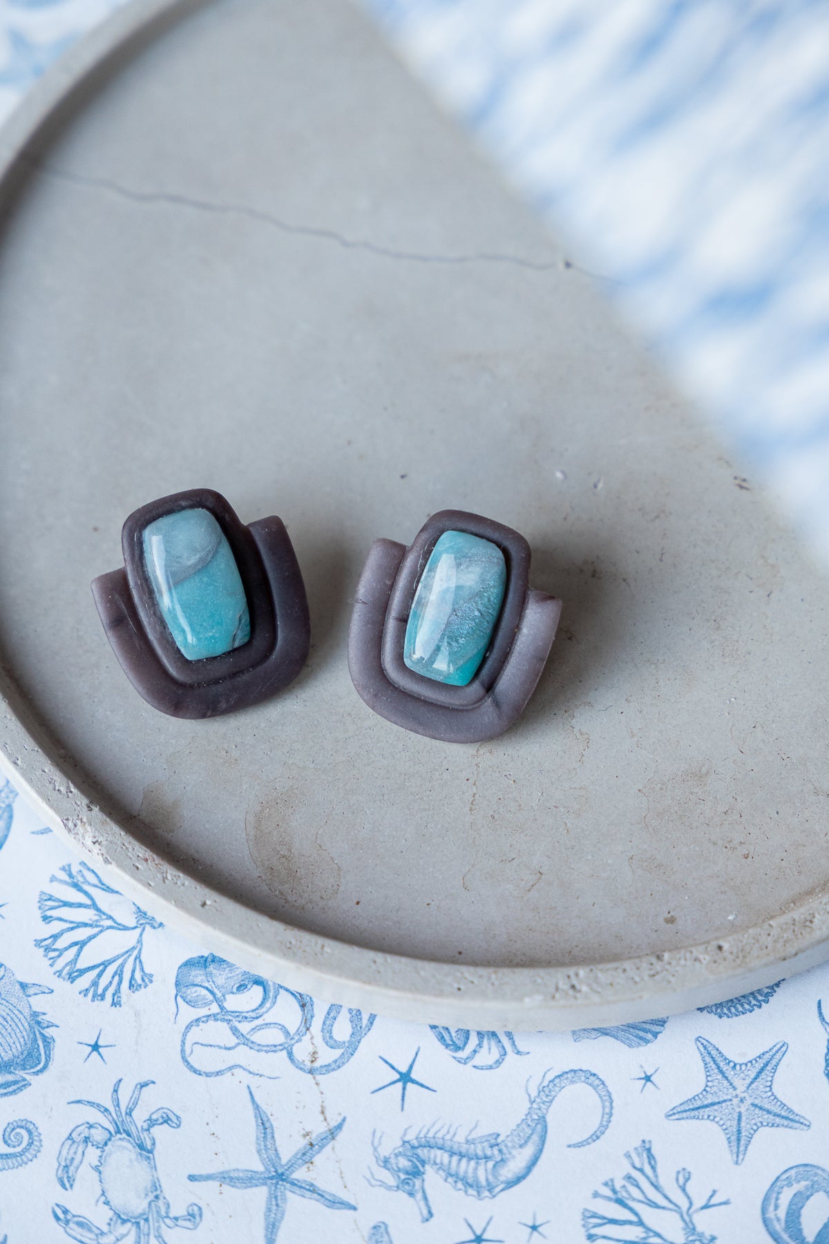 Earrings | Stormy Sky Square