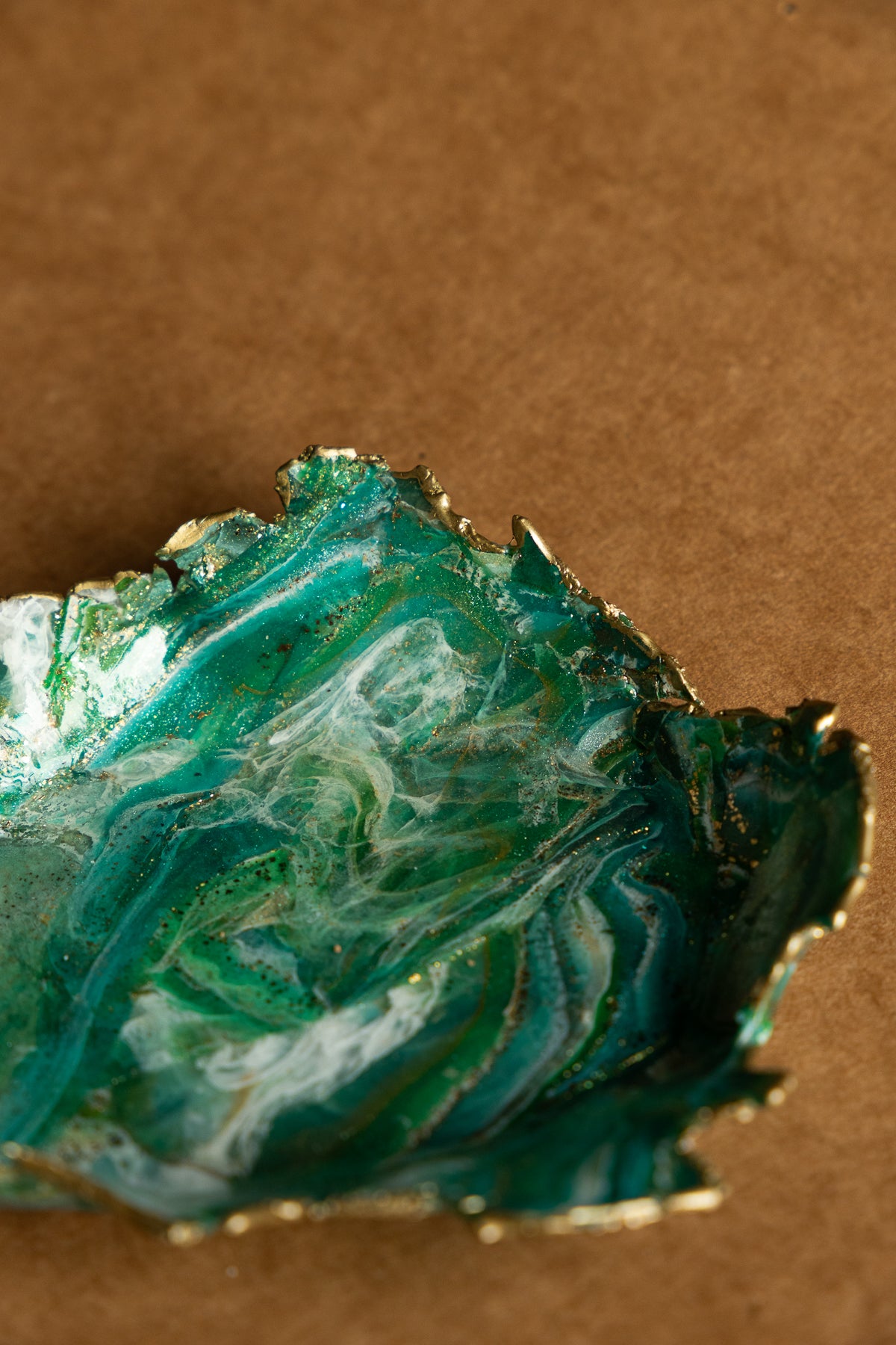 Accessoire | Faux agate dish in green