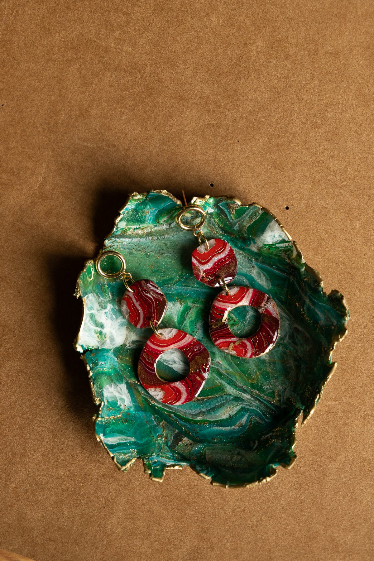 Accessoire | Faux agate dish in green