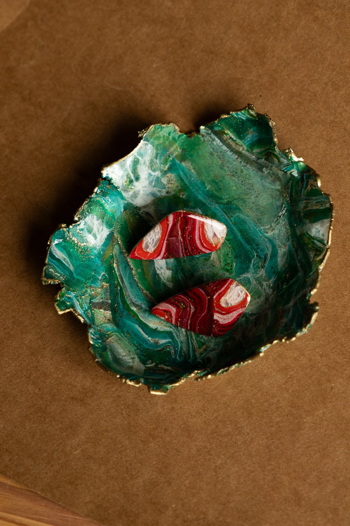 Oorbellen | Faux agate red daggers