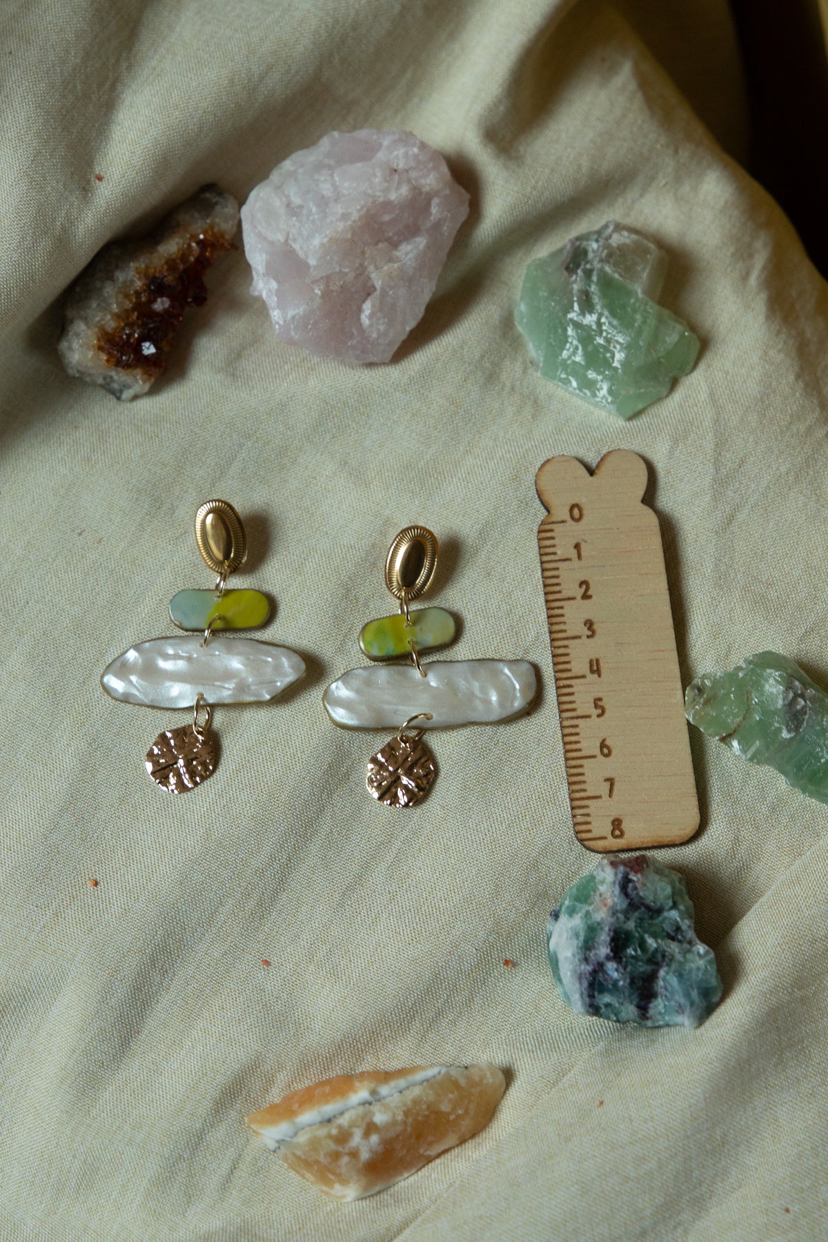 Oorbellen | green stone statement