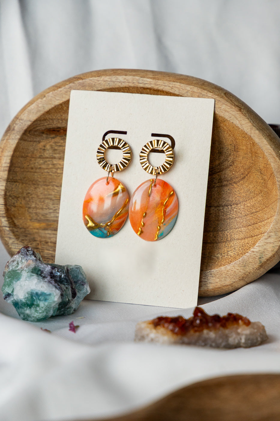 oorbellen van klei, klei oorbellen, polymeer klei, polymeer klei sieraden, sieraden van klei, unieke sieraden, turquoise effect, steen effect, faux steen, handgemaakte oorbellen