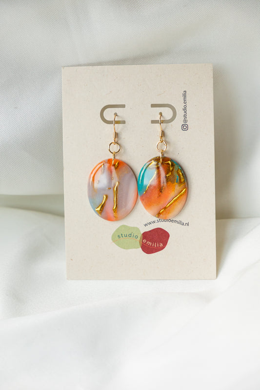 oorbellen van klei, unieke sieraden, handgemaakte sieraden, handgemaakte oorbellen, steen effect oorbellen