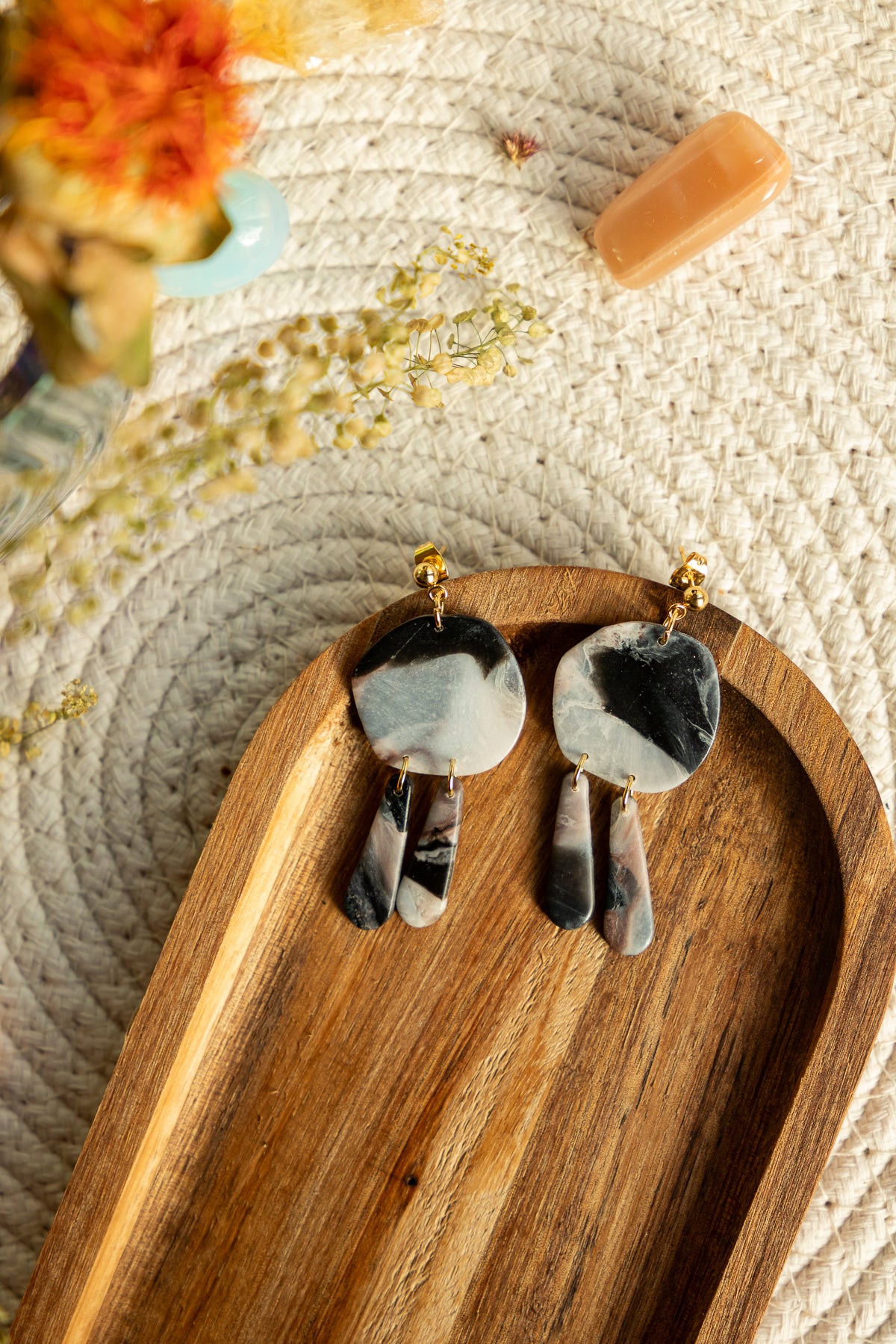 Earrings | Genevieve Warm Marble