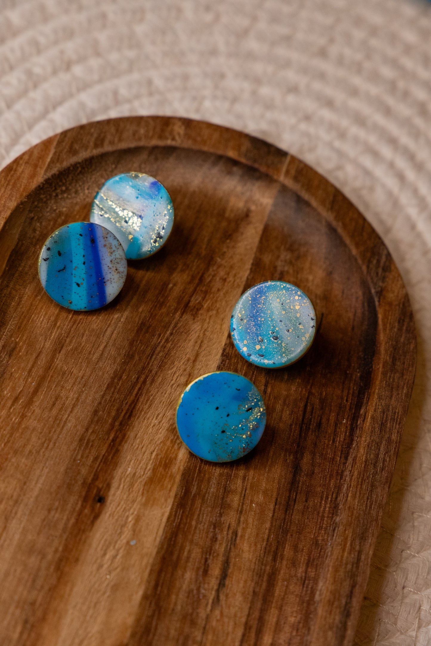 Earrings | Stud round Blue Agate