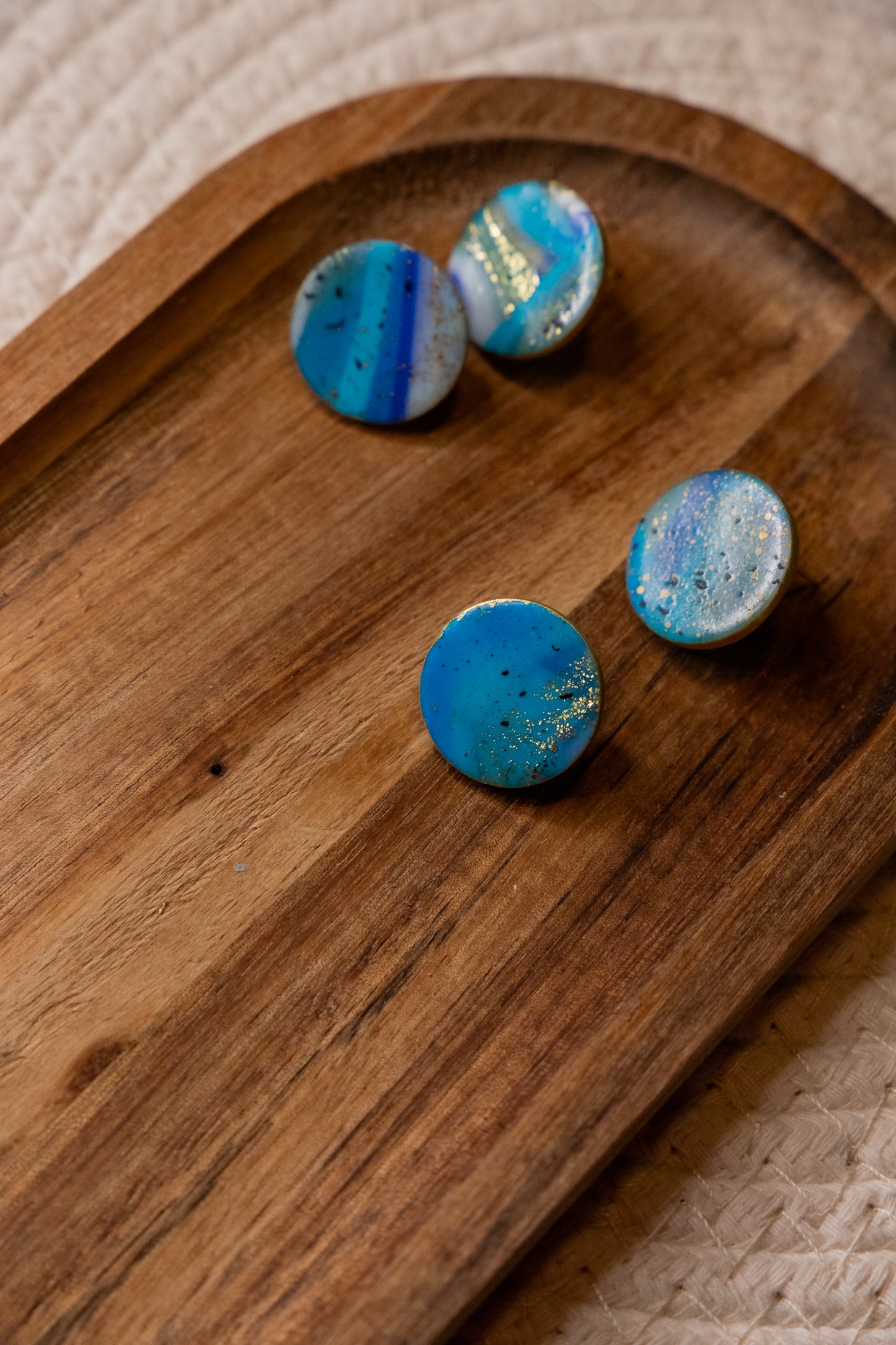 Earrings | Stud round Blue Agate