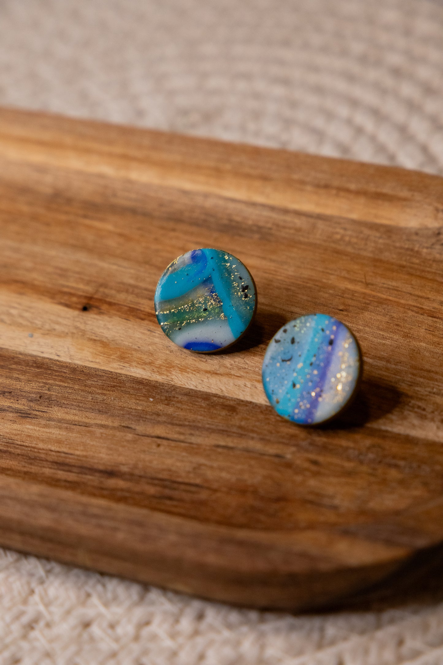 Earrings | Stud round Blue Agate