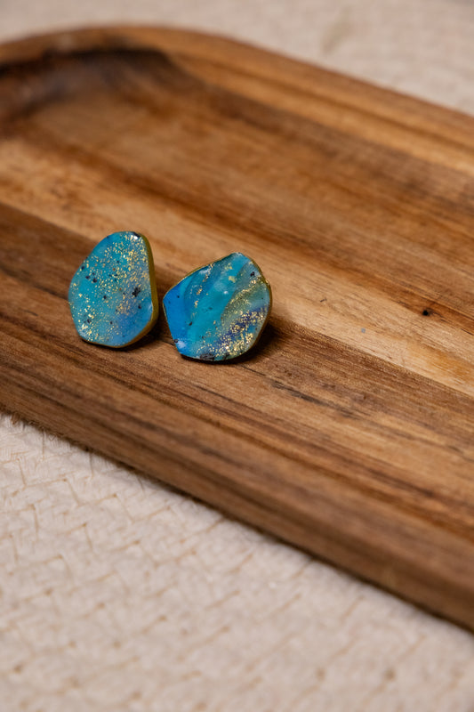 Earrings | Stud organic Blue Agate