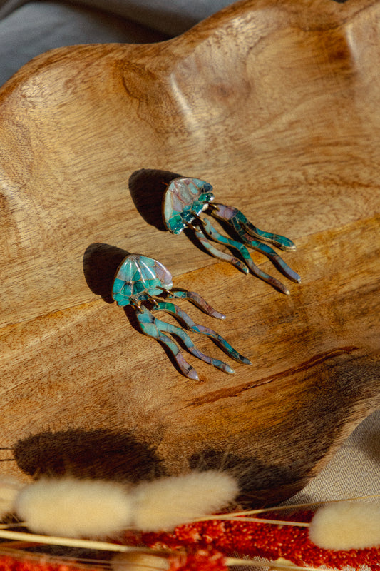 Earrings | Jellyfish print + set with necklace and pendant