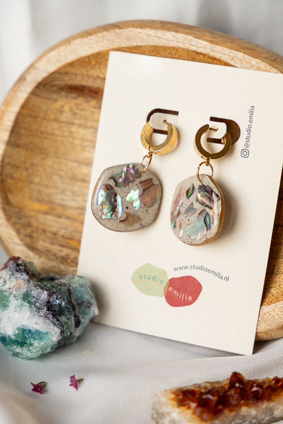 Oorbellen | Mother of Pearl Moon Organic