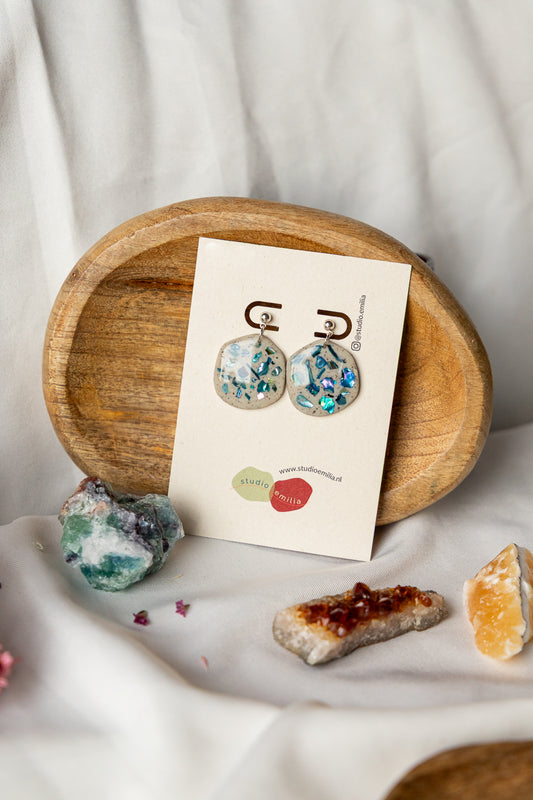 Oorbellen | Mother of Pearl Blue Organic