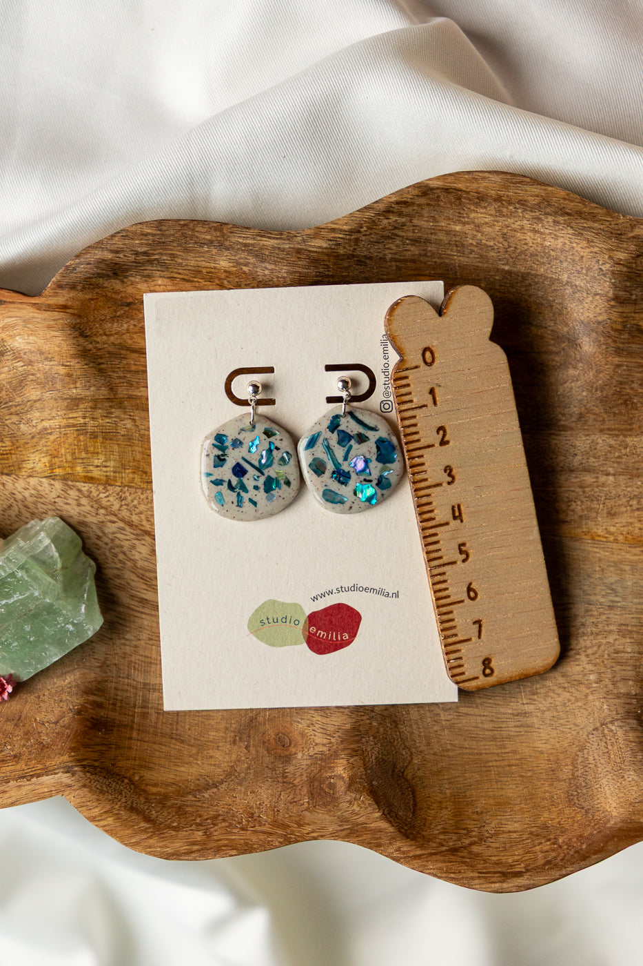 Oorbellen | Mother of Pearl Blue Organic