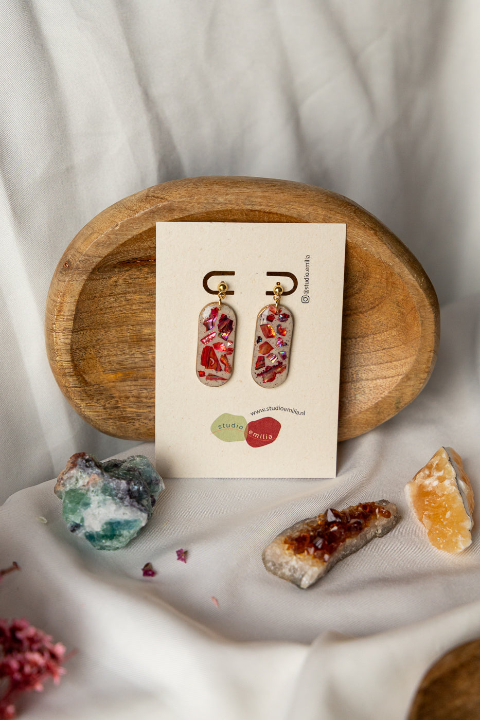 Oorbellen | Mother of Pearl Red