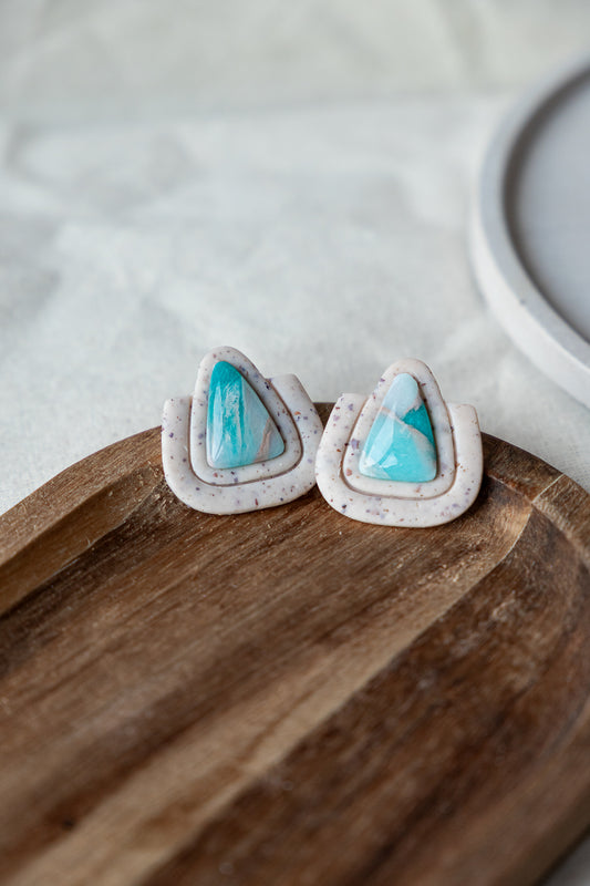 boho oorbellen blauw groen marmer effect