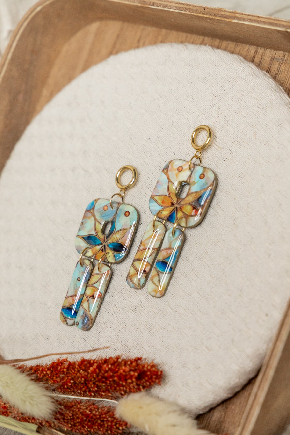 statement oorbellen, oorbellen van klei, statement, chique oorbellen