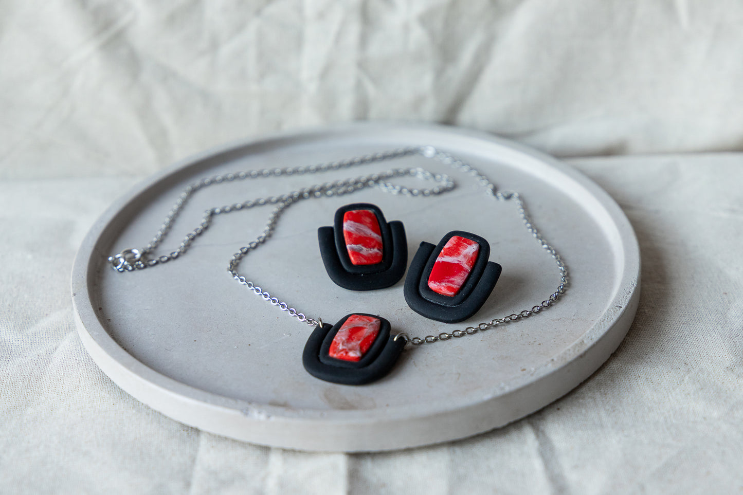 Oorbellen | Crimson Core Set Triangle & Square
