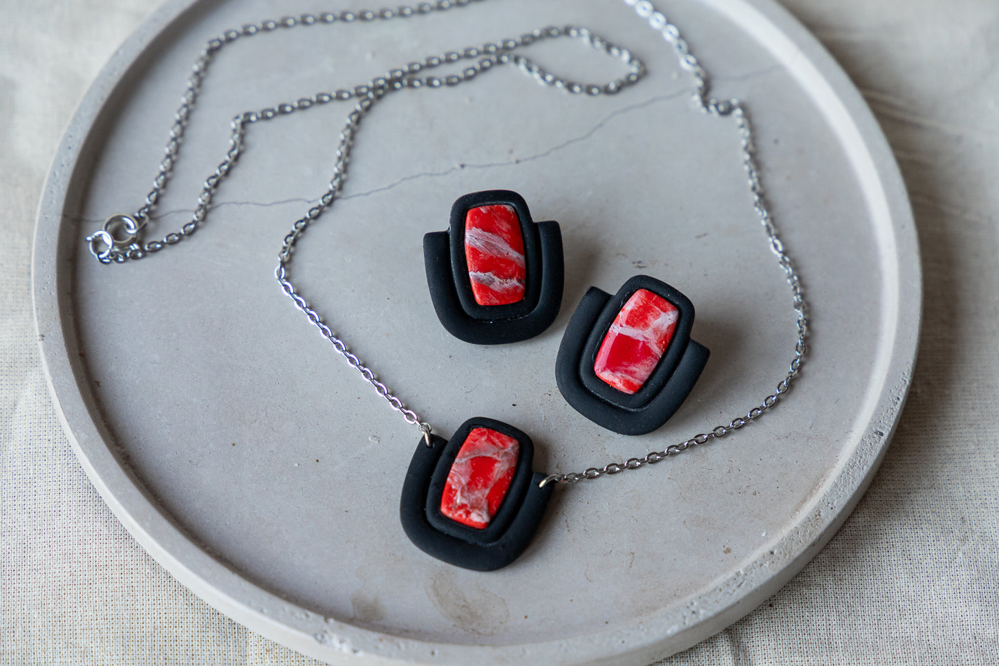 Oorbellen | Crimson Core Set Triangle & Square