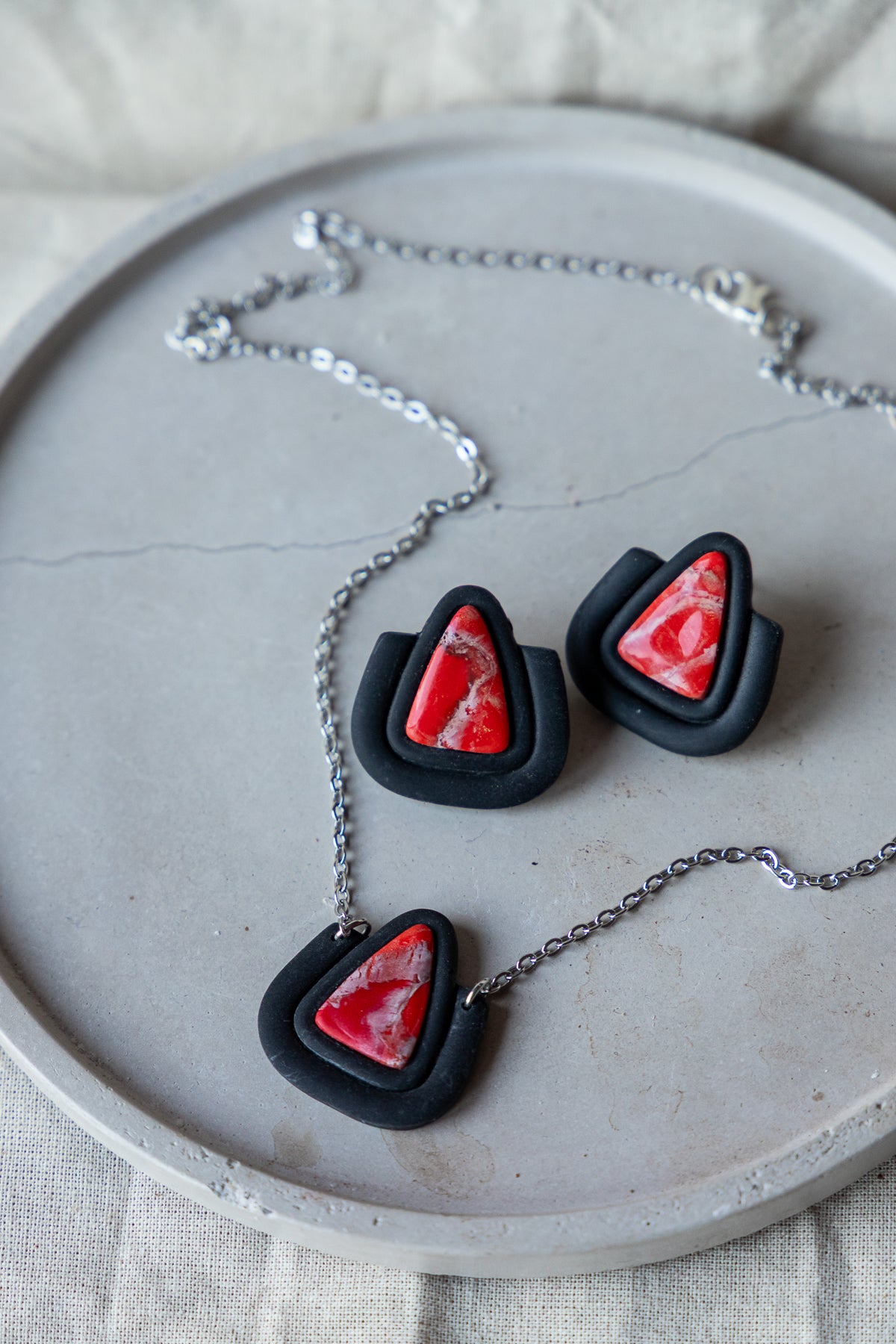 Oorbellen | Crimson Core Set Triangle & Square