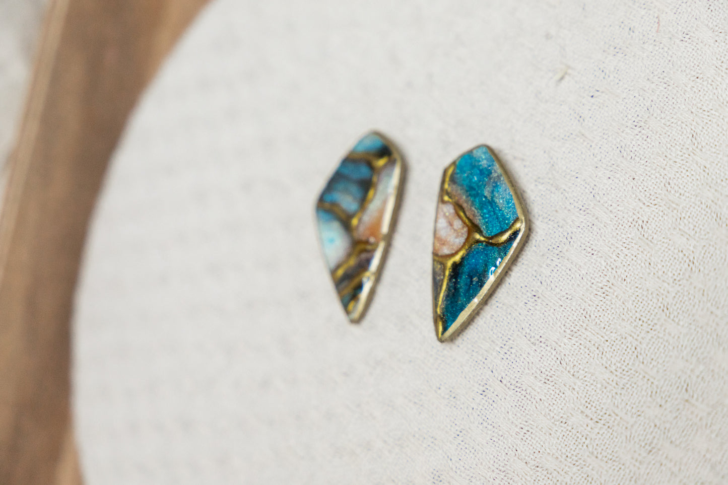 statement oorbellen, oorbellen van klei, dames oorbellen, blauwe oorbellen