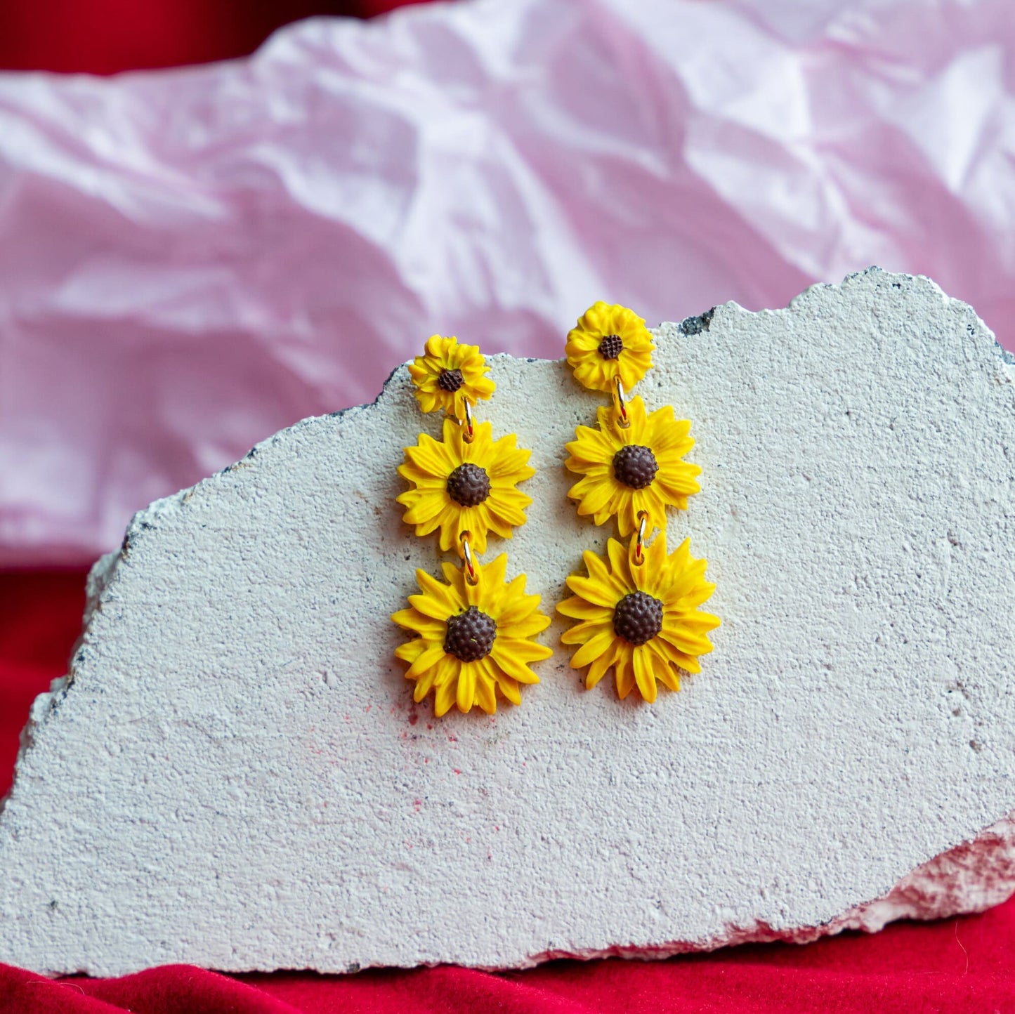 Handgemaakte Zonnebloem Oorbellen Zomer Sieraden Voor Elke Dag RVS Jewelry Handmade Sieraden Stainless Steel Oorbellen  Landschap Oorbellen