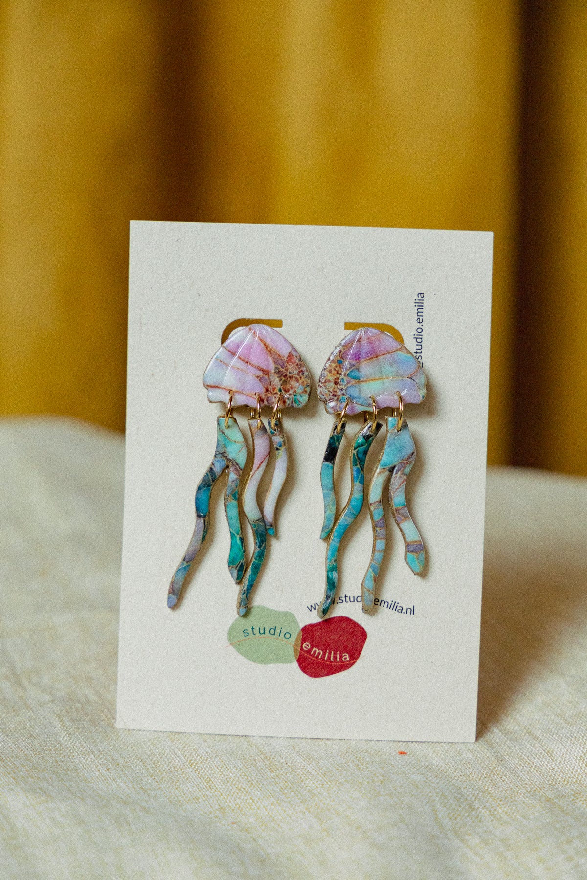 Earrings | Jellyfish print + set with necklace and pendant