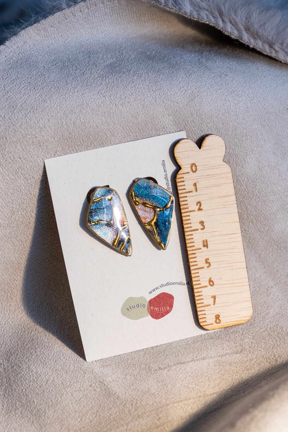 statement oorbellen, oorbellen van klei, dames oorbellen, blauwe oorbellen