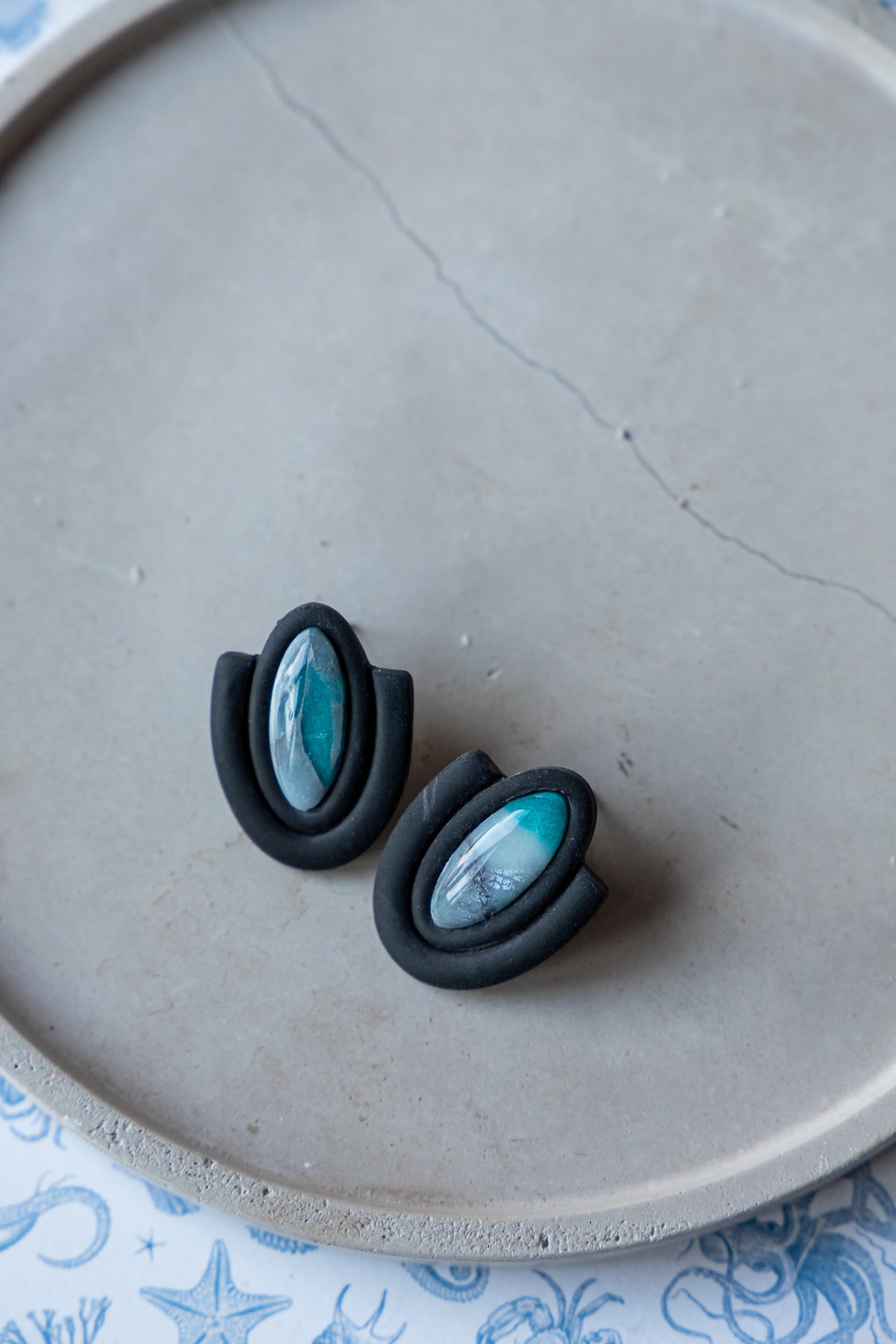 Oorbellen | Midnight Tide Oval