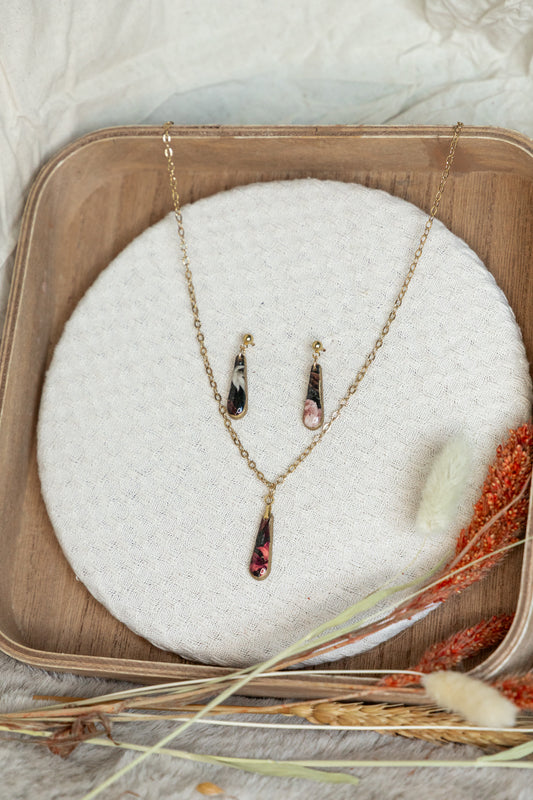 Oorbellen | Midnight Garden Mini + hanger met ketting set