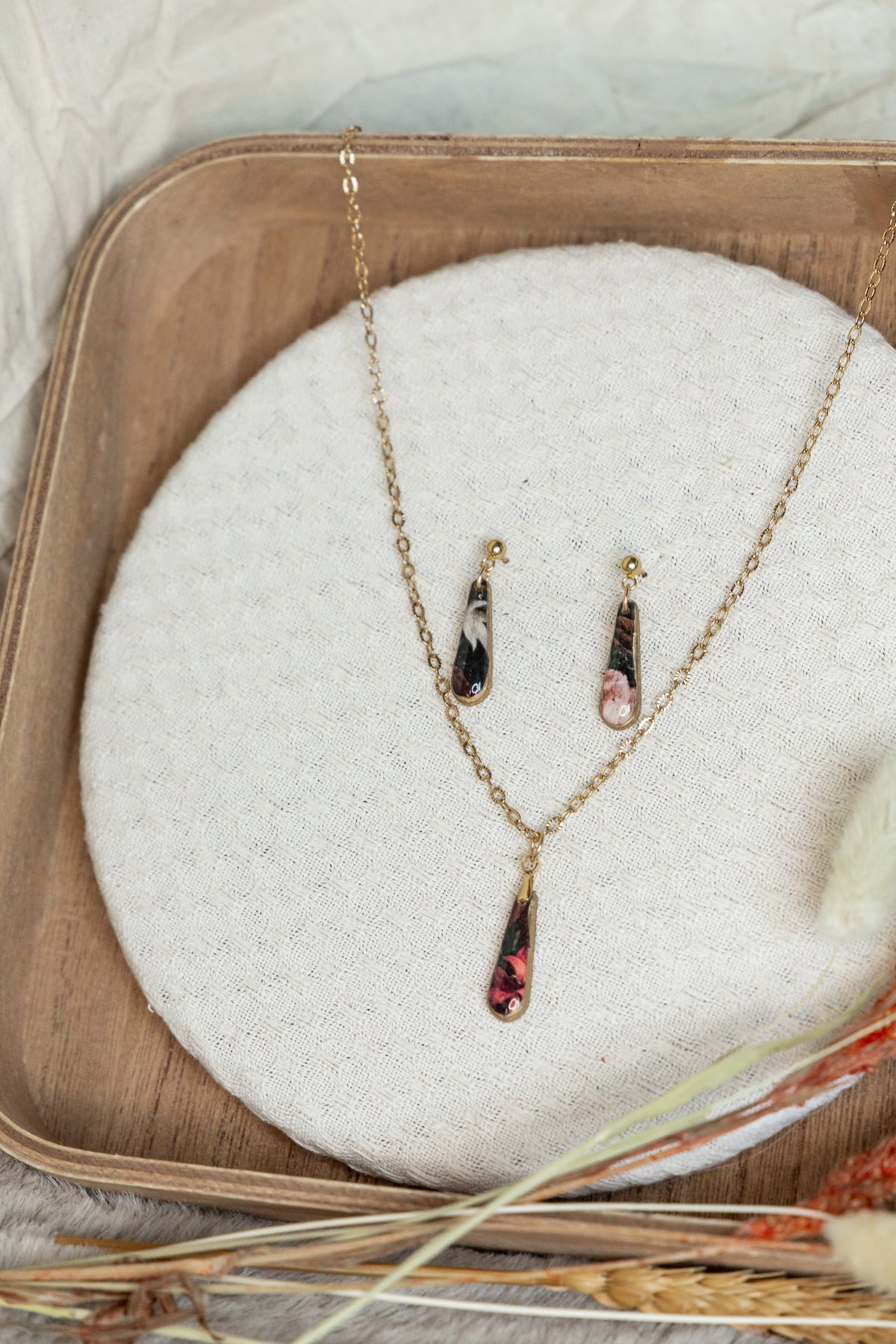 Oorbellen | Midnight Garden Mini + hanger met ketting set